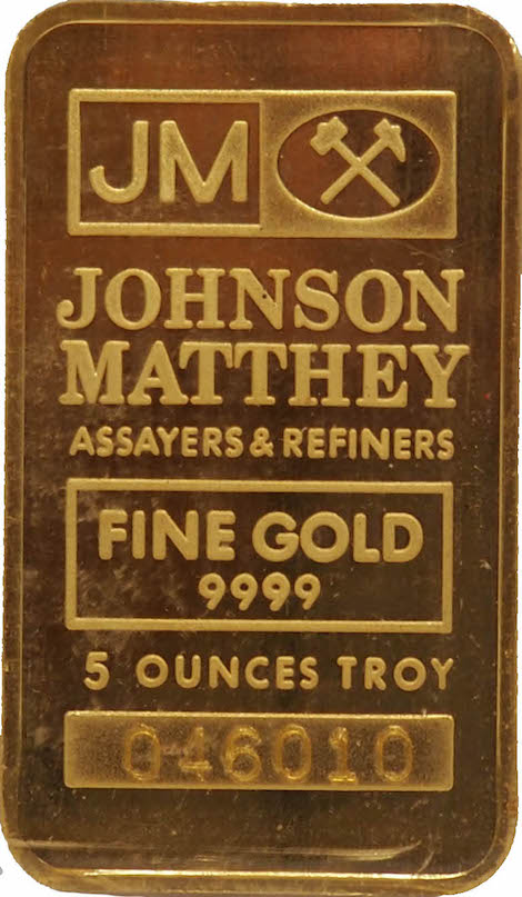 5 Oz Gold Bar Johnson Matthey